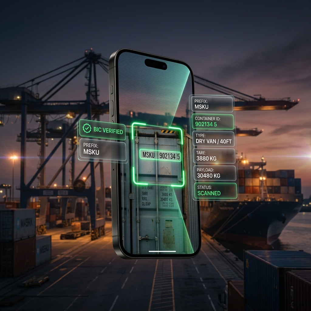 PrefixCheck scanning a shipping container in a port environment
